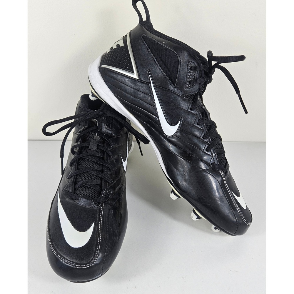 Nike Alpha Speed Strike Mid Mens 12 Football Cleats Shoes Black White 442253-010